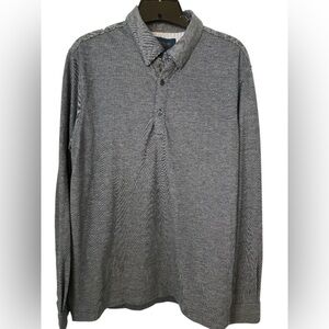 Men’s Fairlane Performance Pique Long Sleeve Blue Polo Shirt Size Medium